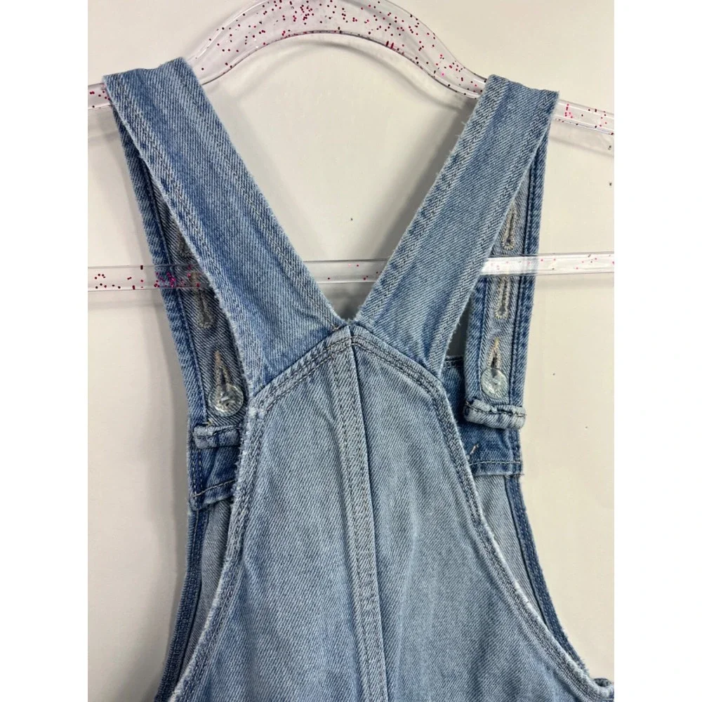 Old Navy Bib Overall Jumper Skirt‎ Dress Girls' Size 8 Blue Denim Raw Hem
